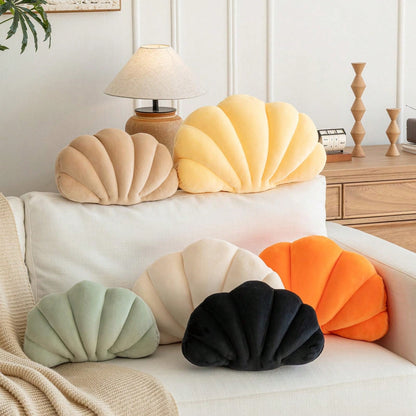 1pc Shell Shaped Throw Pillow, Suitable For Room Decor, Home Decoration, Sofa, Bedroom, Reading, Halloween, Thanksgiving Gift, Birthday, Graduation
