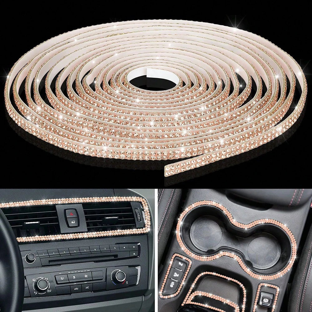 1pc Shiny Car Decorative Strip, Self-Adhesive Car Decoration, Women's Rhinestone Strip, Sparkling Diamond Sticker, DIY Shaping Line, Shiny Car Interior And Exterior Decorative Accessories