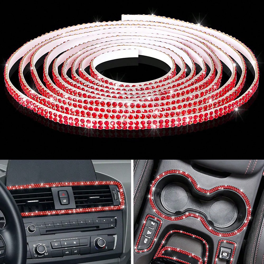 1pc Shiny Car Decorative Strip, Self-Adhesive Car Decoration, Women's Rhinestone Strip, Sparkling Diamond Sticker, DIY Shaping Line, Shiny Car Interior And Exterior Decorative Accessories