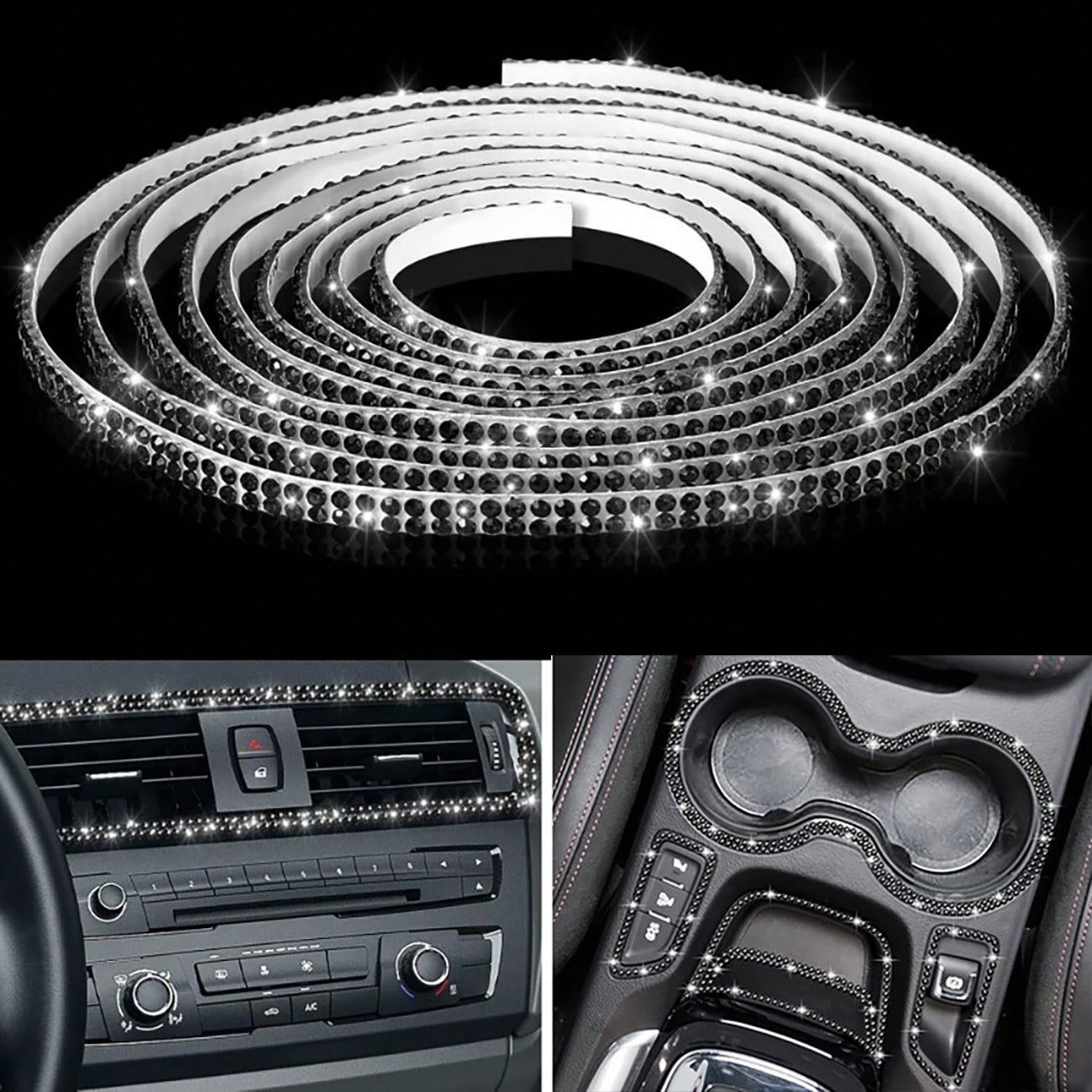 1pc Shiny Car Decorative Strip, Self-Adhesive Car Decoration, Women's Rhinestone Strip, Sparkling Diamond Sticker, DIY Shaping Line, Shiny Car Interior And Exterior Decorative Accessories