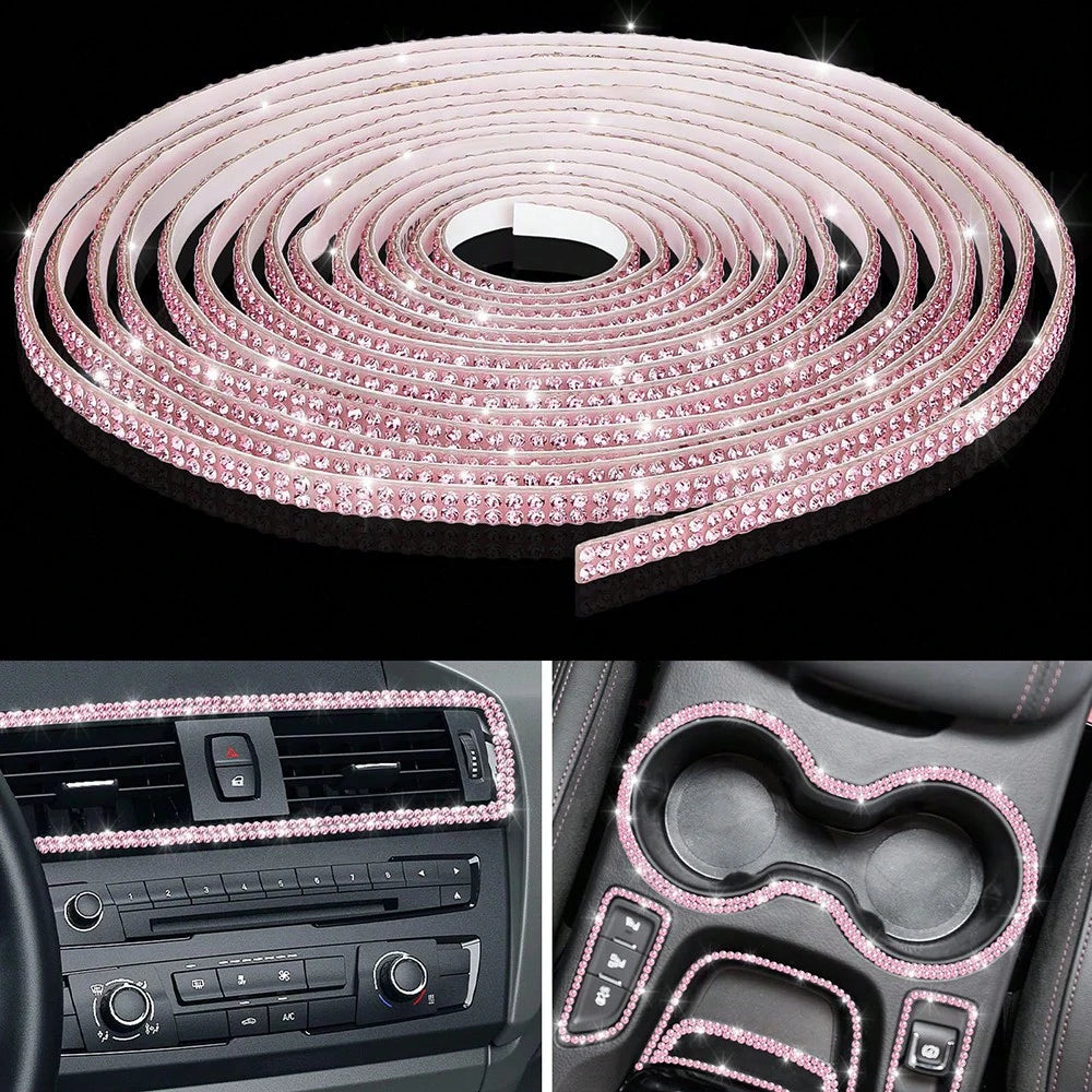 1pc Shiny Car Decorative Strip, Self-Adhesive Car Decoration, Women's Rhinestone Strip, Sparkling Diamond Sticker, DIY Shaping Line, Shiny Car Interior And Exterior Decorative Accessories