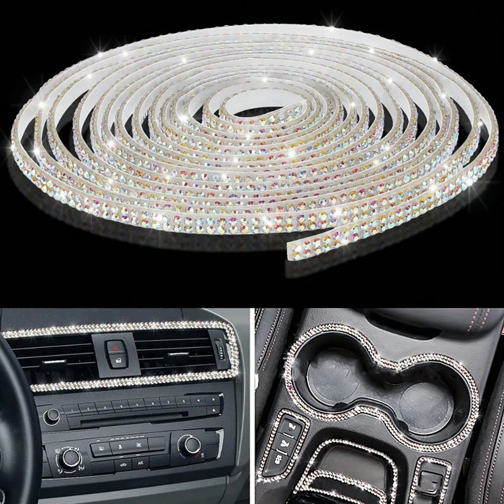 1pc Shiny Car Decorative Strip, Self-Adhesive Car Decoration, Women's Rhinestone Strip, Sparkling Diamond Sticker, DIY Shaping Line, Shiny Car Interior And Exterior Decorative Accessories