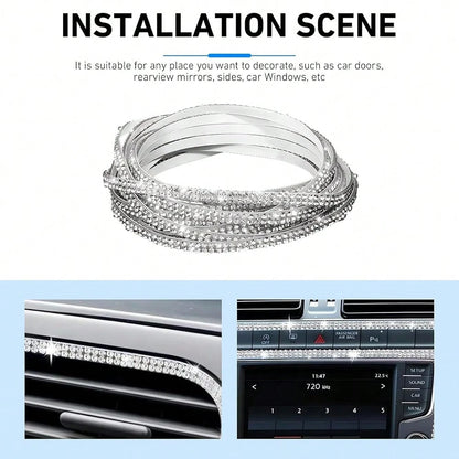 1pc Shiny Car Decorative Strip, Self-Adhesive Car Decoration, Women's Rhinestone Strip, Sparkling Diamond Sticker, DIY Shaping Line, Shiny Car Interior And Exterior Decorative Accessories