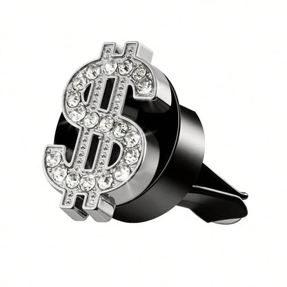 1pc Shiny Crystal Gold Car Air Vent Clip, Cute Crystal Gold Car Fragrance Air Vent Clip Pendant, Cute Rhinestone Gold Diffuser Air Vent Clip, Sparkling Luxury Car Air Conditioning Decoration