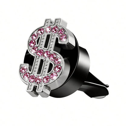 1pc Shiny Crystal Gold Car Air Vent Clip, Cute Crystal Gold Car Fragrance Air Vent Clip Pendant, Cute Rhinestone Gold Diffuser Air Vent Clip, Sparkling Luxury Car Air Conditioning Decoration