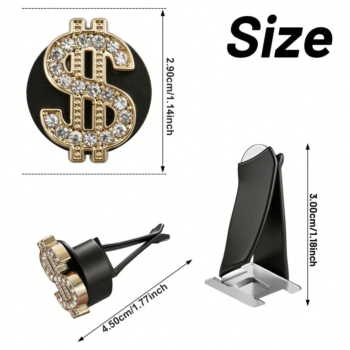 1pc Shiny Crystal Gold Car Air Vent Clip, Cute Crystal Gold Car Fragrance Air Vent Clip Pendant, Cute Rhinestone Gold Diffuser Air Vent Clip, Sparkling Luxury Car Air Conditioning Decoration