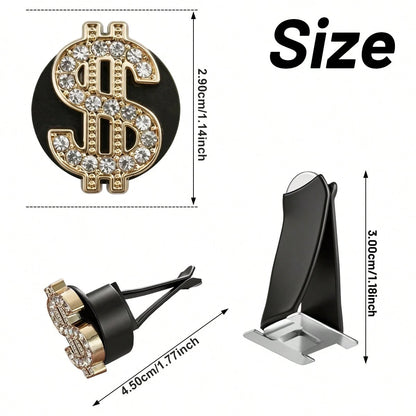 1pc Shiny Crystal Gold Car Air Vent Clip, Cute Crystal Gold Car Fragrance Air Vent Clip Pendant, Cute Rhinestone Gold Diffuser Air Vent Clip, Sparkling Luxury Car Air Conditioning Decoration