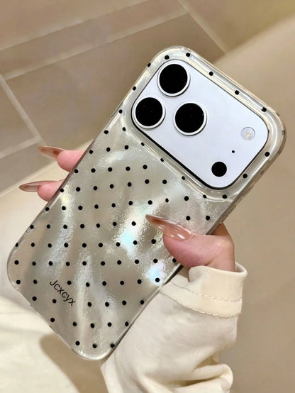 1pc Shiny Sequin Asymmetrical Wavy Pattern Glossy IMD Phone Case, Suitable For 17 Pro Max, 17 Pro, 16 Pro Max, 15 Pro Max, 14 Pro Max, 13 Pro Max, 16, 15, 14 Plus, 13, 12 Pro, 11, Soft Protective Cove