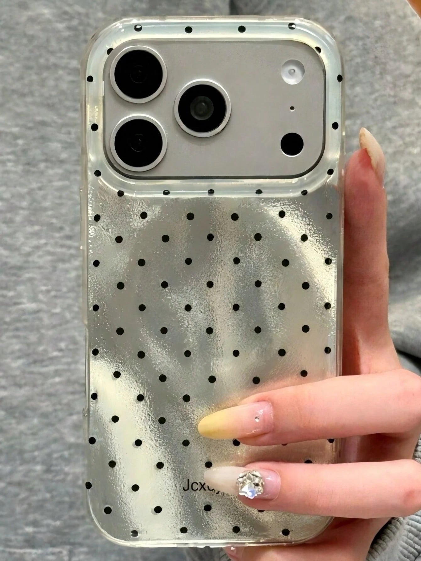 1pc Shiny Sequin Asymmetrical Wavy Pattern Glossy IMD Phone Case, Suitable For 17 Pro Max, 17 Pro, 16 Pro Max, 15 Pro Max, 14 Pro Max, 13 Pro Max, 16, 15, 14 Plus, 13, 12 Pro, 11, Soft Protective Cove