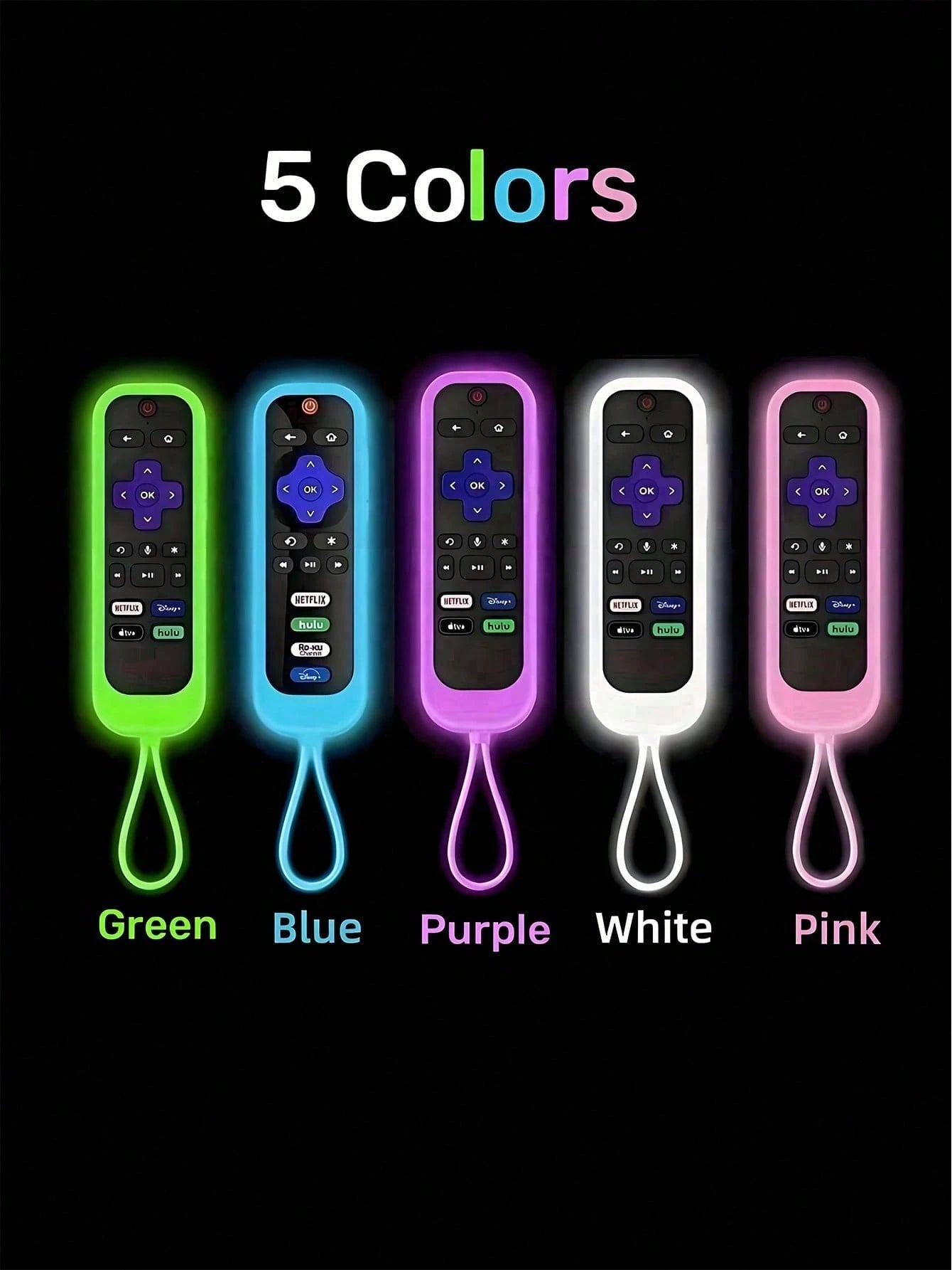 1pc Silicone Remote Control Cover Compatible With Roku TV Remote, Glow-In-The-Dark Remote Holder Case For Roku Streaming Stick 4K, Express 4K+, Premiere, Streambar, Simple Remote/Voice Remote With Lan