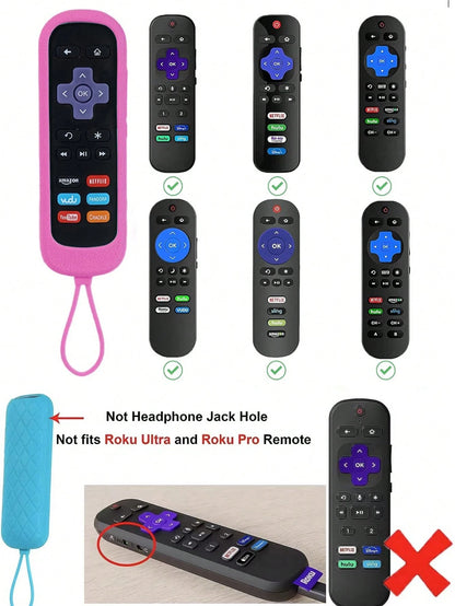 1pc Silicone Remote Control Cover Compatible With Roku TV Remote, Glow-In-The-Dark Remote Holder Case For Roku Streaming Stick 4K, Express 4K+, Premiere, Streambar, Simple Remote/Voice Remote With Lan