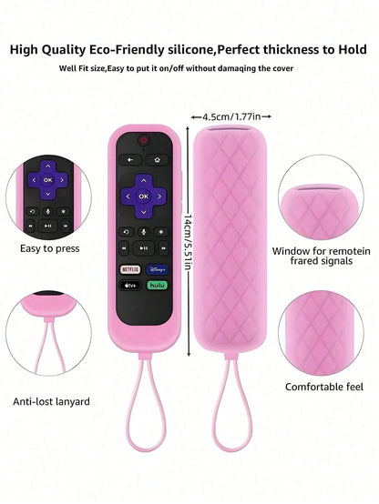 1pc Silicone Remote Control Cover Compatible With Roku TV Remote, Glow-In-The-Dark Remote Holder Case For Roku Streaming Stick 4K, Express 4K+, Premiere, Streambar, Simple Remote/Voice Remote With Lan