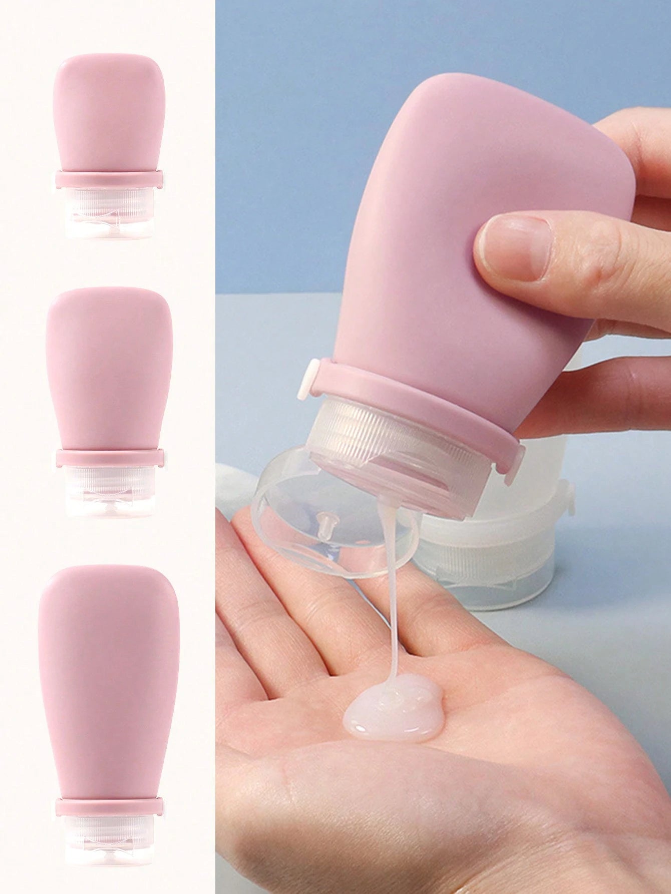 1pc Silicone Travel Bottle Set For Shampoo, Cosmetics And Lotion Dispensing With Anti-Leak Design, 30ml/60ml/90ml
