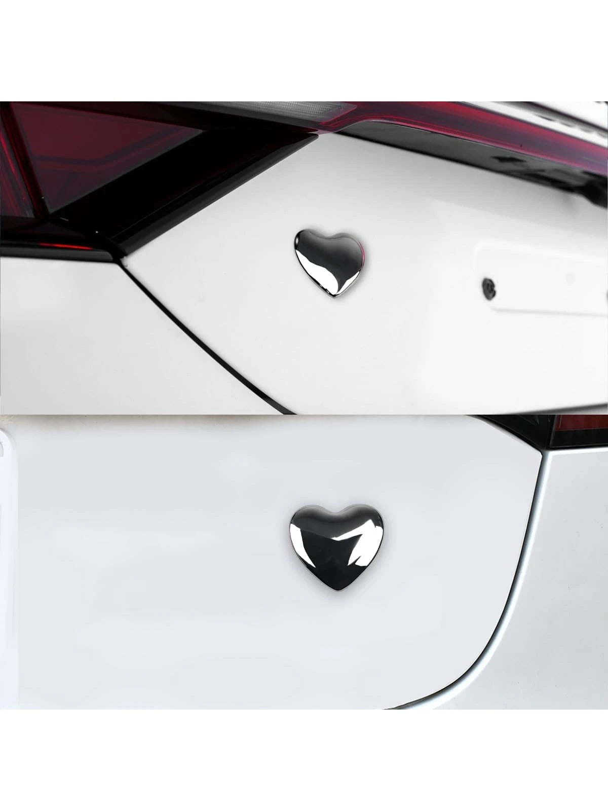 1pc Silver 3d Metal Heart Shaped Car Sticker
