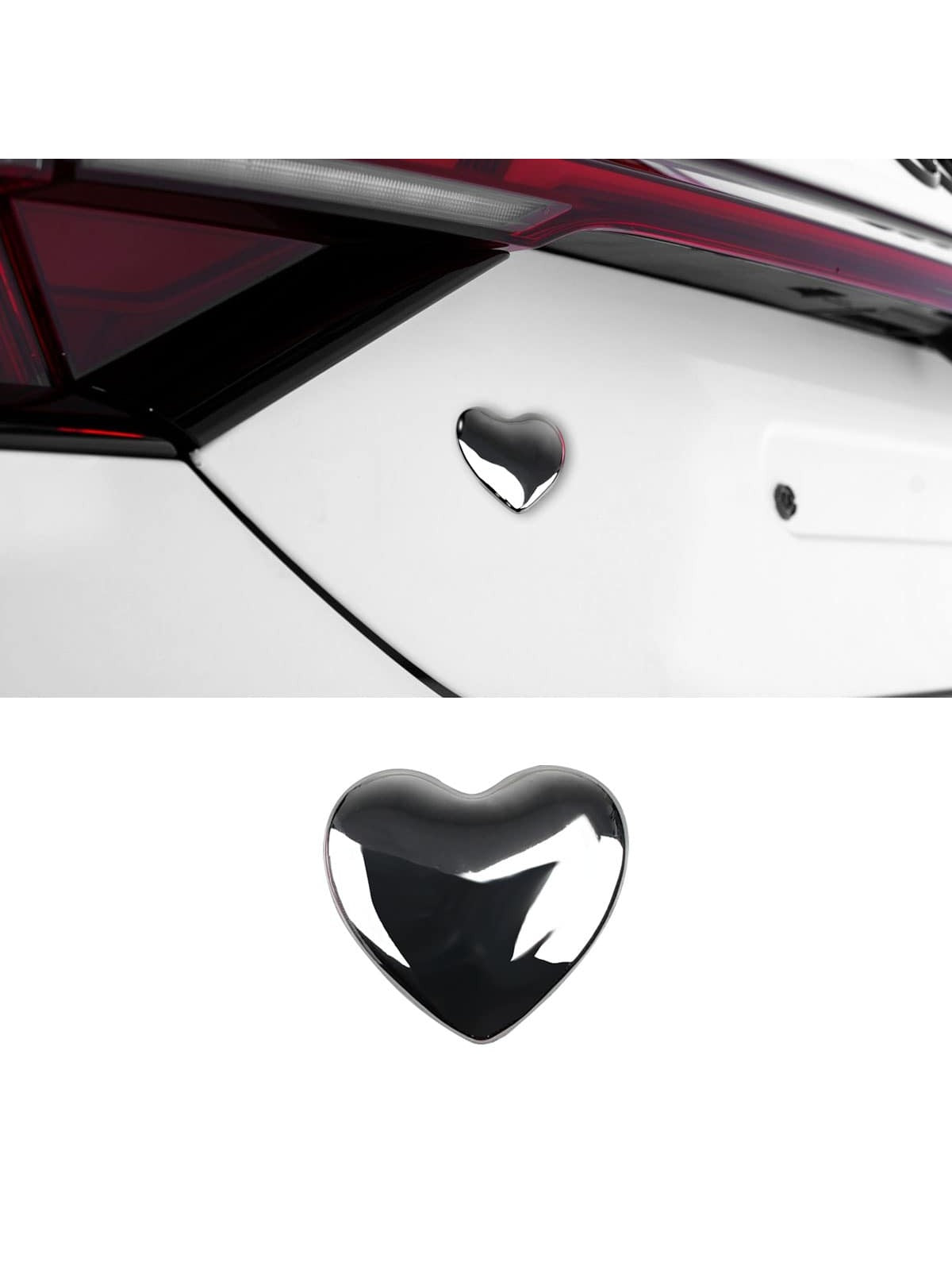 1pc Silver 3d Metal Heart Shaped Car Sticker
