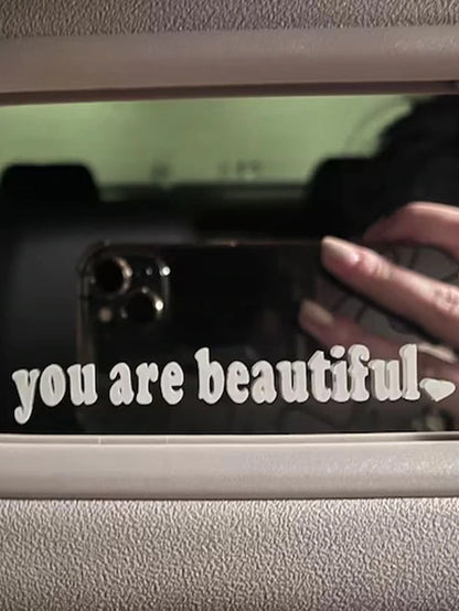 1pc Slogan Graphic Car Mirror Sticker