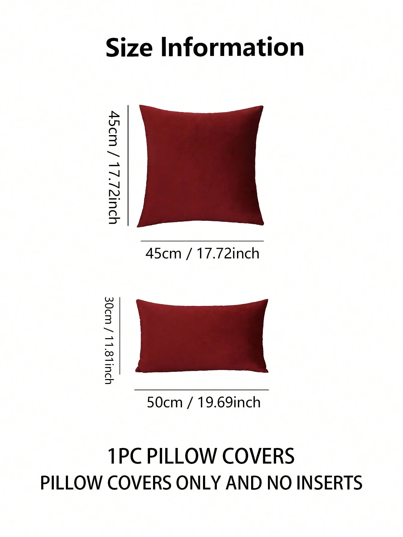 1pc Solid Color Pillow Cover (Pillow Insert Not Included), Burgundy Minimalist Cushion Cover, Suitable For Home Bedroom Bedding, Living Room Sofa Decor