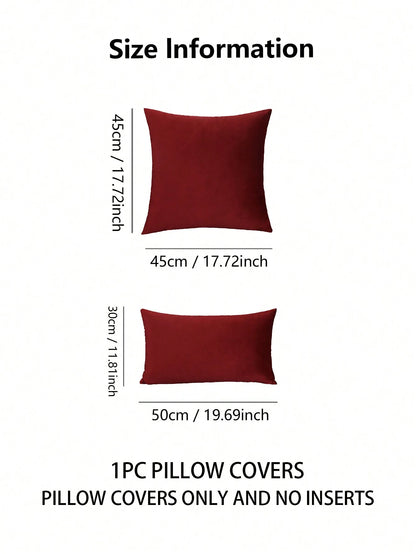 1pc Solid Color Pillow Cover (Pillow Insert Not Included), Burgundy Minimalist Cushion Cover, Suitable For Home Bedroom Bedding, Living Room Sofa Decor