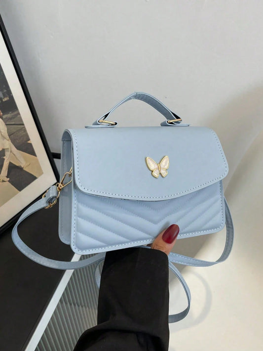 1pc Solid Color PU Quilted Bow Decor Metal Clasp Handbag, Suitable For Women's Daily Commute, Outing, Shopping, Dating, Girlfriend's Holiday/Birthday/Valentine's Day Gift, Fashionable Party Item