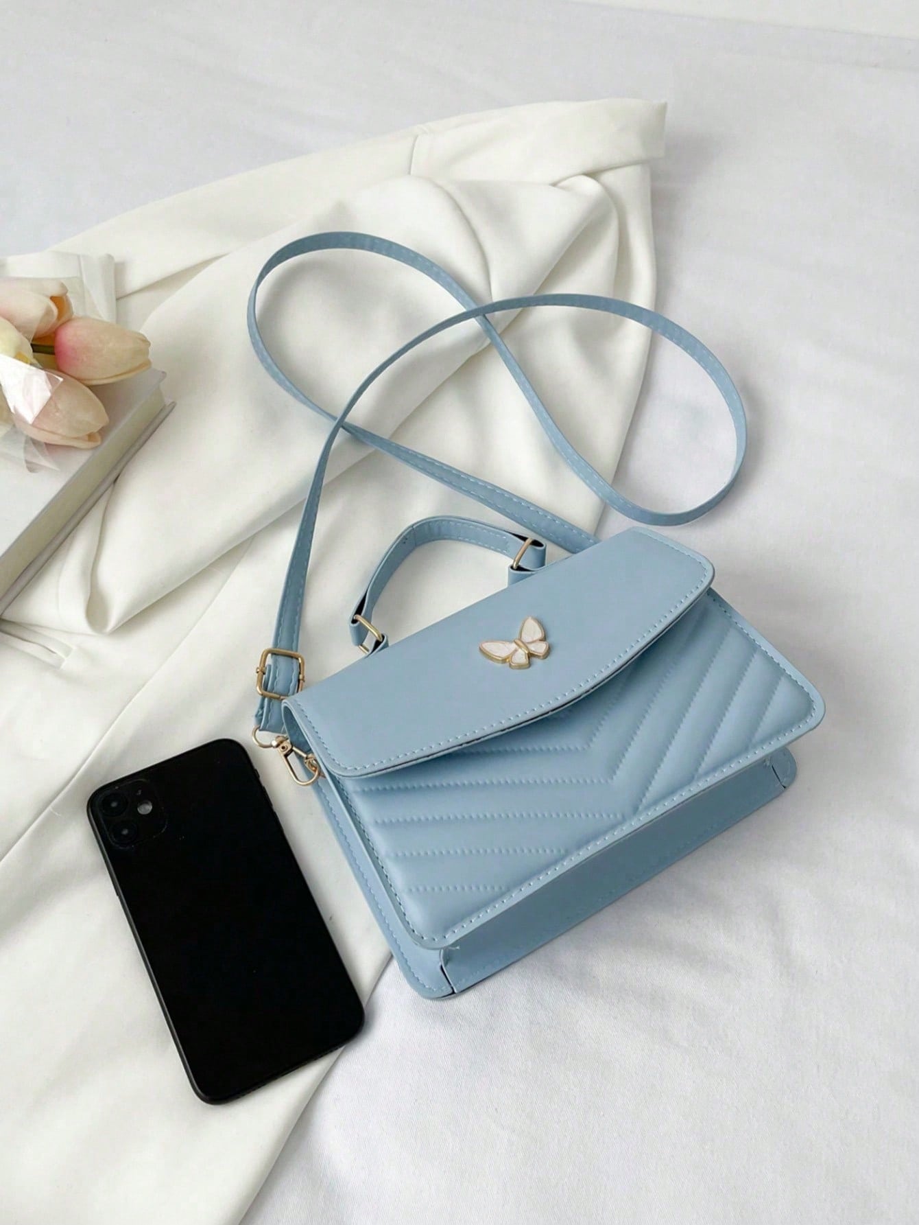 1pc Solid Color PU Quilted Bow Decor Metal Clasp Handbag, Suitable For Women's Daily Commute, Outing, Shopping, Dating, Girlfriend's Holiday/Birthday/Valentine's Day Gift, Fashionable Party Item