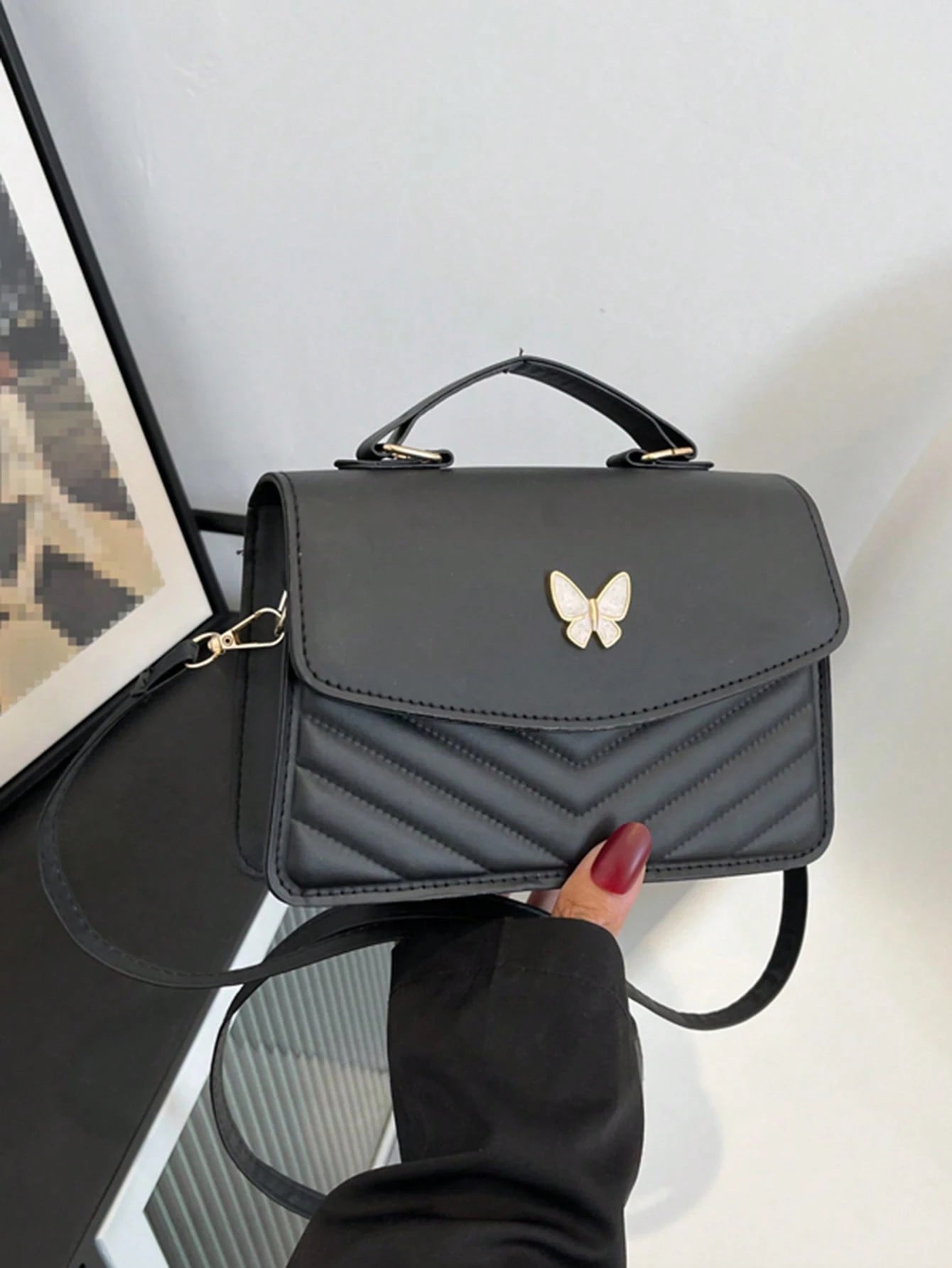 1pc Solid Color PU Quilted Bow Decor Metal Clasp Handbag, Suitable For Women's Daily Commute, Outing, Shopping, Dating, Girlfriend's Holiday/Birthday/Valentine's Day Gift, Fashionable Party Item