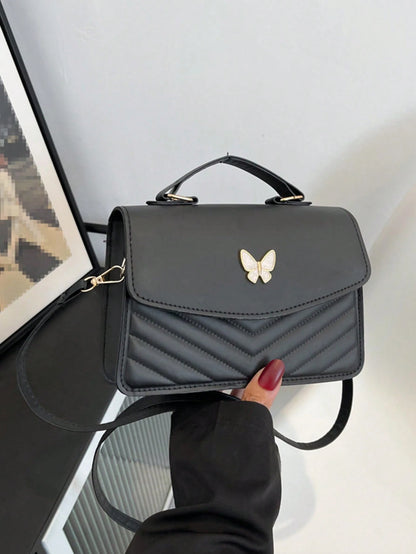 1pc Solid Color PU Quilted Bow Decor Metal Clasp Handbag, Suitable For Women's Daily Commute, Outing, Shopping, Dating, Girlfriend's Holiday/Birthday/Valentine's Day Gift, Fashionable Party Item