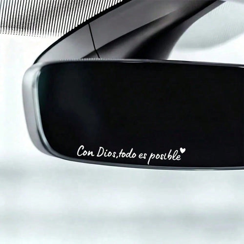 1pc Spanish Car Rearview Mirror Sticker With "Con Dios Todo Es Posible" (Everything Is Possible With God) Text, Waterproof Christian Car Decor Sticker, Suitable For Car Rearview Mirror, Water Bottle