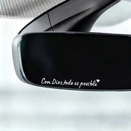 1pc Spanish Car Rearview Mirror Sticker With "Con Dios Todo Es Posible" (Everything Is Possible With God) Text, Waterproof Christian Car Decor Sticker, Suitable For Car Rearview Mirror, Water Bottle