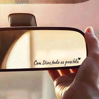 1pc Spanish Car Rearview Mirror Sticker With "Con Dios Todo Es Posible" (Everything Is Possible With God) Text, Waterproof Christian Car Decor Sticker, Suitable For Car Rearview Mirror, Water Bottle
