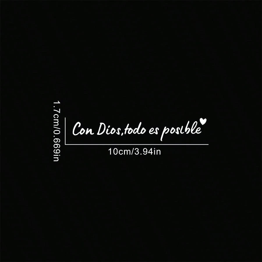 1pc Spanish Car Rearview Mirror Sticker With "Con Dios Todo Es Posible" (Everything Is Possible With God) Text, Waterproof Christian Car Decor Sticker, Suitable For Car Rearview Mirror, Water Bottle