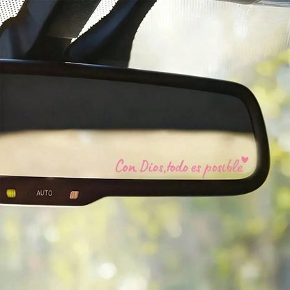 1pc Spanish Car Rearview Mirror Sticker With "Con Dios Todo Es Posible" (Everything Is Possible With God) Text, Waterproof Christian Car Decor Sticker, Suitable For Car Rearview Mirror, Water Bottle