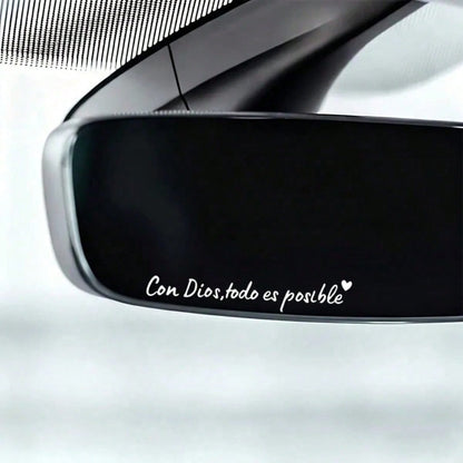 1pc Spanish Car Rearview Mirror Sticker With "Con Dios Todo Es Posible" (Everything Is Possible With God) Text, Waterproof Christian Car Decor Sticker, Suitable For Car Rearview Mirror, Water Bottle