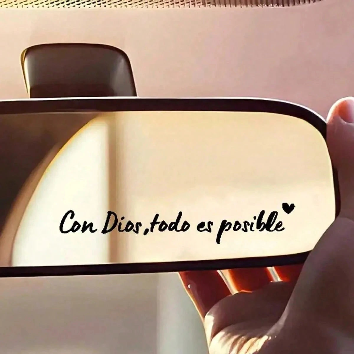1pc Spanish Car Rearview Mirror Sticker, With "Con Dios Todo Es Posible" Rearview Mirror Sticker, Waterproof Christian Car Accessory, Suitable For Rearview Mirror, Water Bottle, Rearview Mirror And La