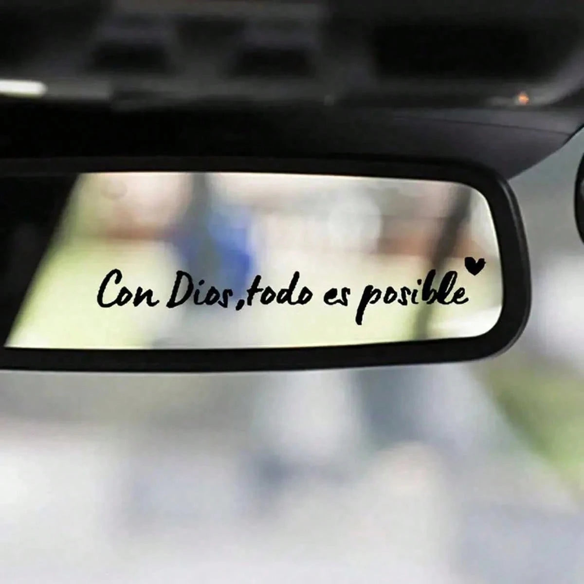 1pc Spanish Car Rearview Mirror Sticker, With "Con Dios Todo Es Posible" Rearview Mirror Sticker, Waterproof Christian Car Accessory, Suitable For Rearview Mirror, Water Bottle, Rearview Mirror And La