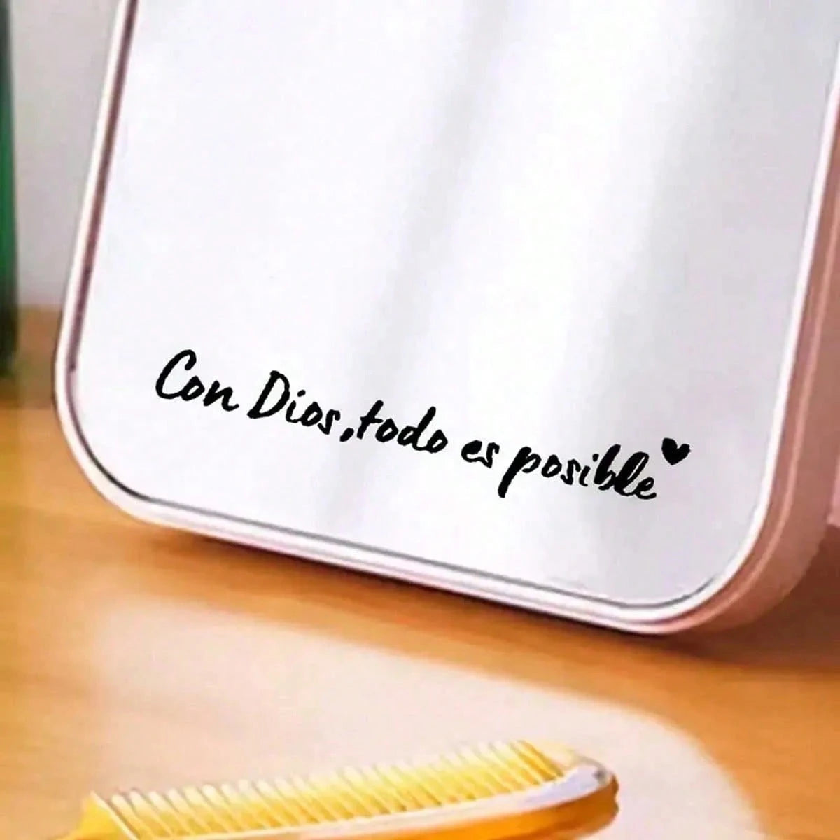 1pc Spanish Car Rearview Mirror Sticker, With "Con Dios Todo Es Posible" Rearview Mirror Sticker, Waterproof Christian Car Accessory, Suitable For Rearview Mirror, Water Bottle, Rearview Mirror And La