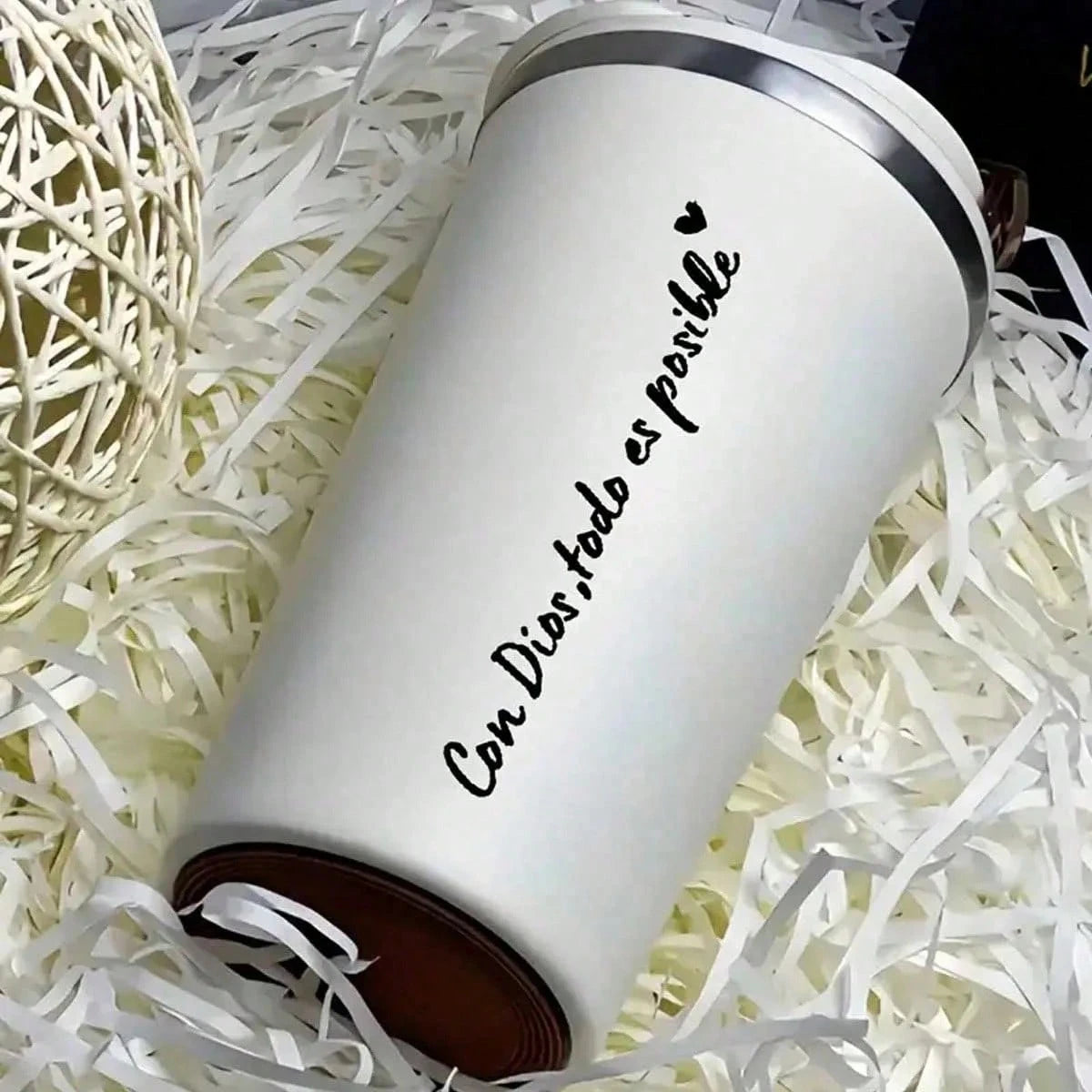 1pc Spanish Car Rearview Mirror Sticker, With "Con Dios Todo Es Posible" Rearview Mirror Sticker, Waterproof Christian Car Accessory, Suitable For Rearview Mirror, Water Bottle, Rearview Mirror And La