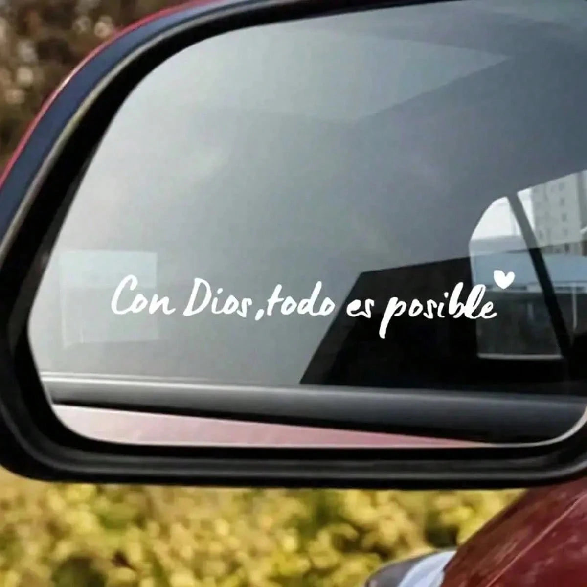 1pc Spanish Car Rearview Mirror Sticker, With "Con Dios Todo Es Posible" Rearview Mirror Sticker, Waterproof Christian Car Accessory, Suitable For Rearview Mirror, Water Bottle, Rearview Mirror And La