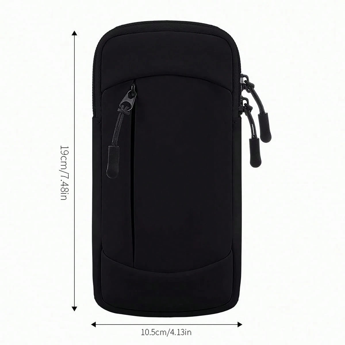 1pc Sports Waterproof Arm Bag, Solid Color Polyester Fiber, Zipper Closure, Universal, Suitable For Running, Hiking, Fitness- Adjustable Wrist Strap Phone Pouch