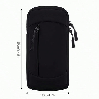 1pc Sports Waterproof Arm Bag, Solid Color Polyester Fiber, Zipper Closure, Universal, Suitable For Running, Hiking, Fitness- Adjustable Wrist Strap Phone Pouch