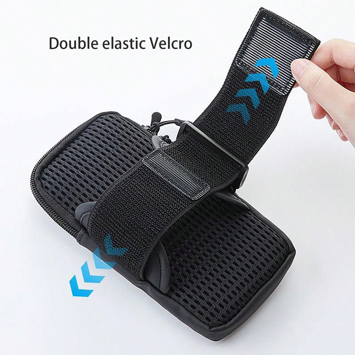 1pc Sports Waterproof Arm Bag, Solid Color Polyester Fiber, Zipper Closure, Universal, Suitable For Running, Hiking, Fitness- Adjustable Wrist Strap Phone Pouch