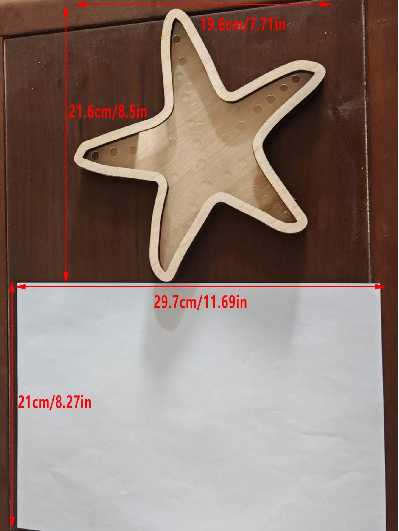 1pc Starfish Desktop Display Stand Ocean Theme Decor Jewelry Storage Rack Wooden Transparent Coin Bank Starfish Display Box Creative Wooden