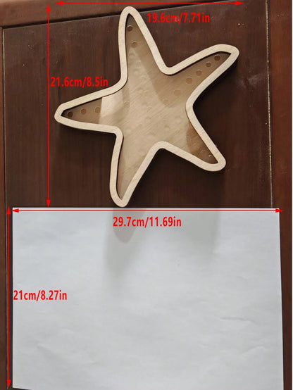 1pc Starfish Desktop Display Stand Ocean Theme Decor Jewelry Storage Rack Wooden Transparent Coin Bank Starfish Display Box Creative Wooden