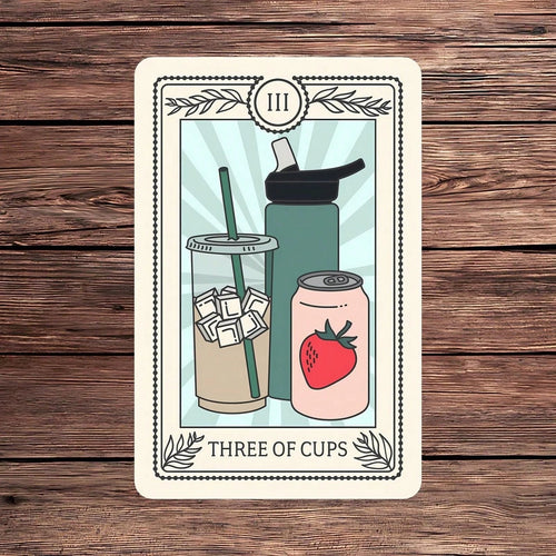 1PC Tarot Card Beverage Theme Sticker, Funny Hydration Reminder Vinyl Decal For Laptop Water Bottle Notebook, Waterproof Daily Drink Water Decal Sticker, Aesthetic Stationery Journaling Scrapbook Gift