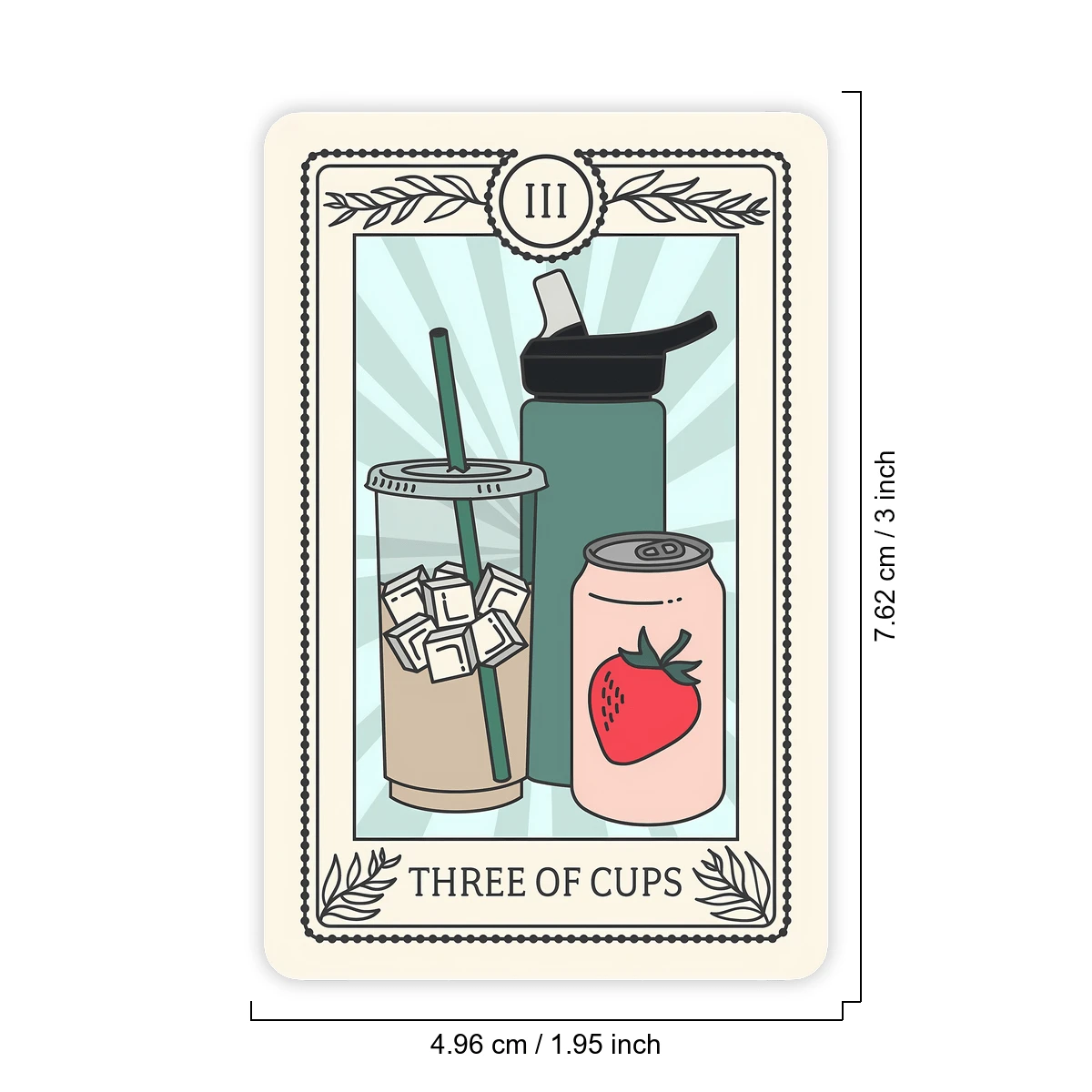 1PC Tarot Card Beverage Theme Sticker, Funny Hydration Reminder Vinyl Decal For Laptop Water Bottle Notebook, Waterproof Daily Drink Water Decal Sticker, Aesthetic Stationery Journaling Scrapbook Gift