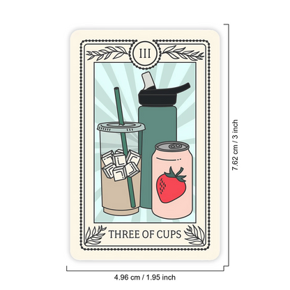 1PC Tarot Card Beverage Theme Sticker, Funny Hydration Reminder Vinyl Decal For Laptop Water Bottle Notebook, Waterproof Daily Drink Water Decal Sticker, Aesthetic Stationery Journaling Scrapbook Gift
