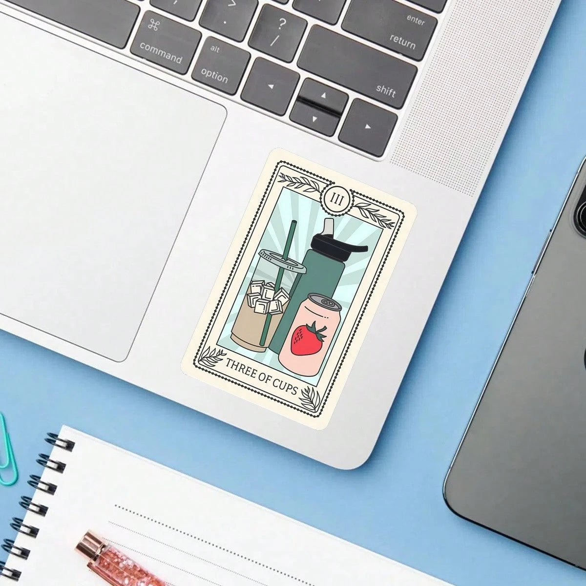 1PC Tarot Card Beverage Theme Sticker, Funny Hydration Reminder Vinyl Decal For Laptop Water Bottle Notebook, Waterproof Daily Drink Water Decal Sticker, Aesthetic Stationery Journaling Scrapbook Gift
