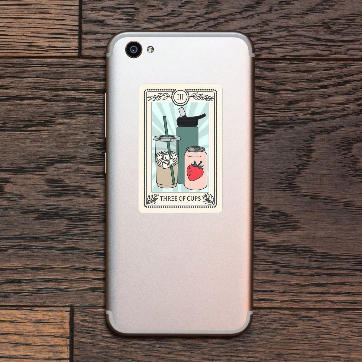 1PC Tarot Card Beverage Theme Sticker, Funny Hydration Reminder Vinyl Decal For Laptop Water Bottle Notebook, Waterproof Daily Drink Water Decal Sticker, Aesthetic Stationery Journaling Scrapbook Gift