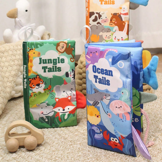 1pc Tearing Tail Book For Babies, 3D Washable Multi-Theme Early Education Cloth Book Toy With Crinkle Paper And BIBI Sound, Suitable For Baby Listening & Viewing Early Education Activities, Parent-Chi