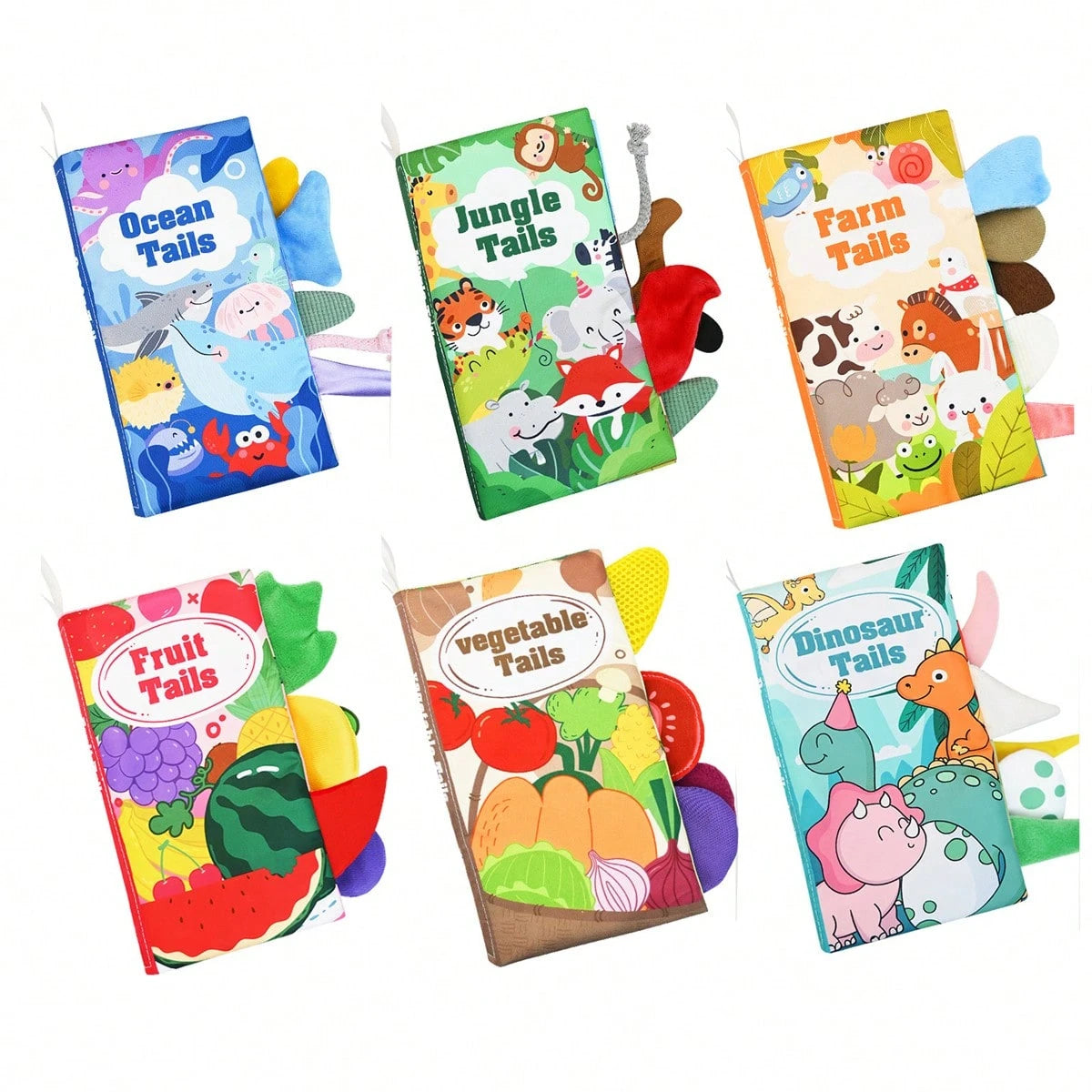 1pc Tearing Tail Book For Babies, 3D Washable Multi-Theme Early Education Cloth Book Toy With Crinkle Paper And BIBI Sound, Suitable For Baby Listening & Viewing Early Education Activities, Parent-Chi