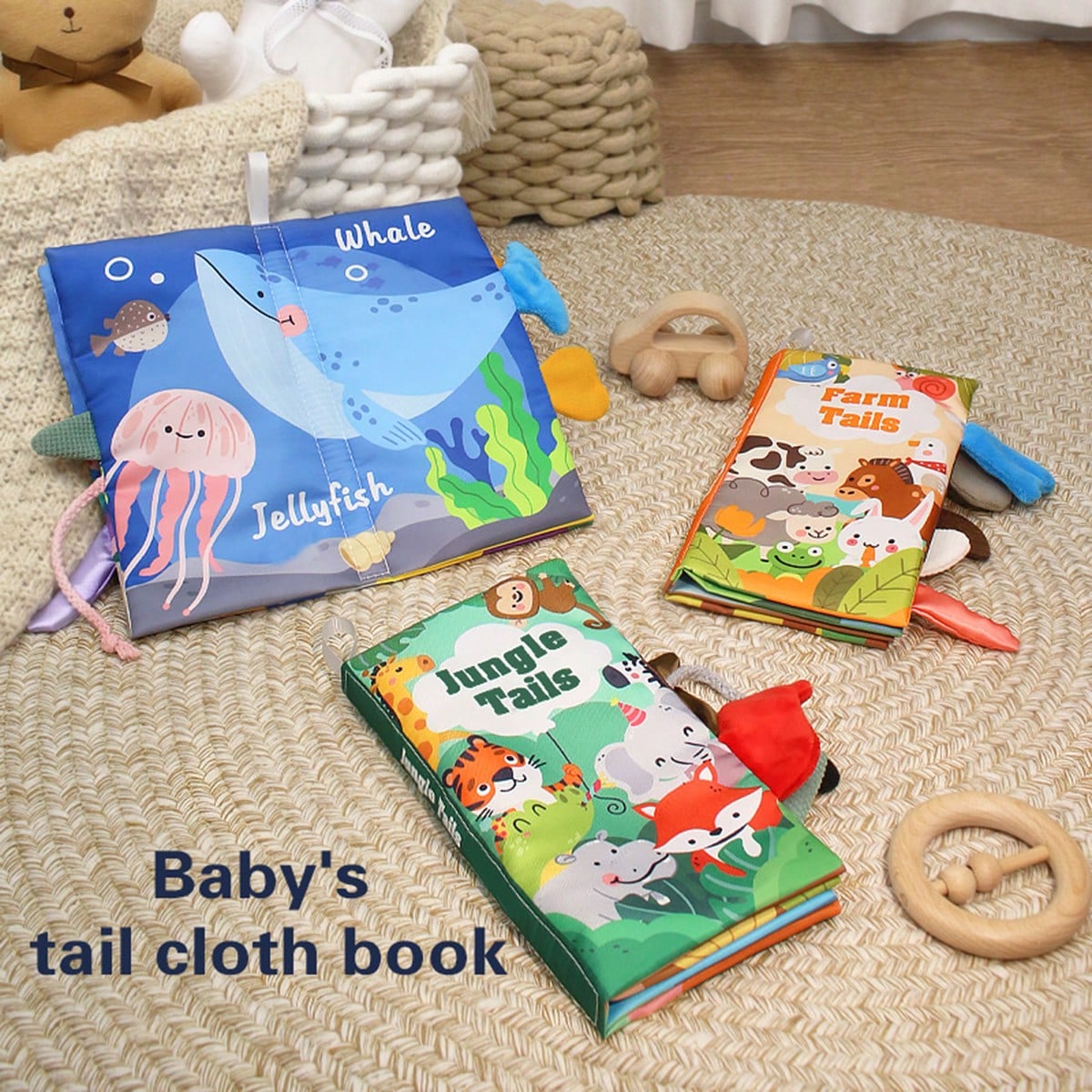 1pc Tearing Tail Book For Babies, 3D Washable Multi-Theme Early Education Cloth Book Toy With Crinkle Paper And BIBI Sound, Suitable For Baby Listening & Viewing Early Education Activities, Parent-Chi